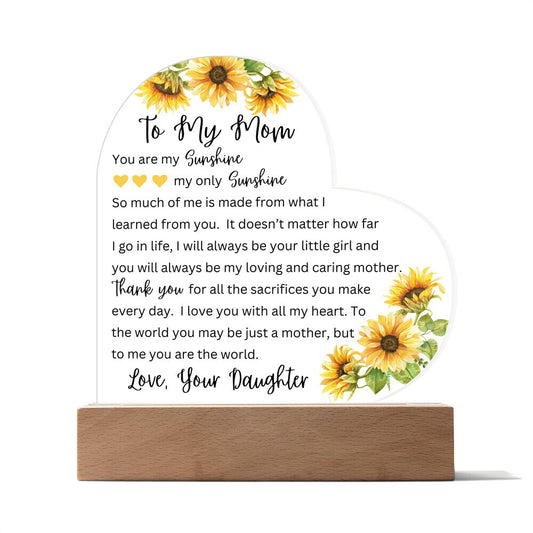 To My Mom | Printed Heart Acrylic Plaque